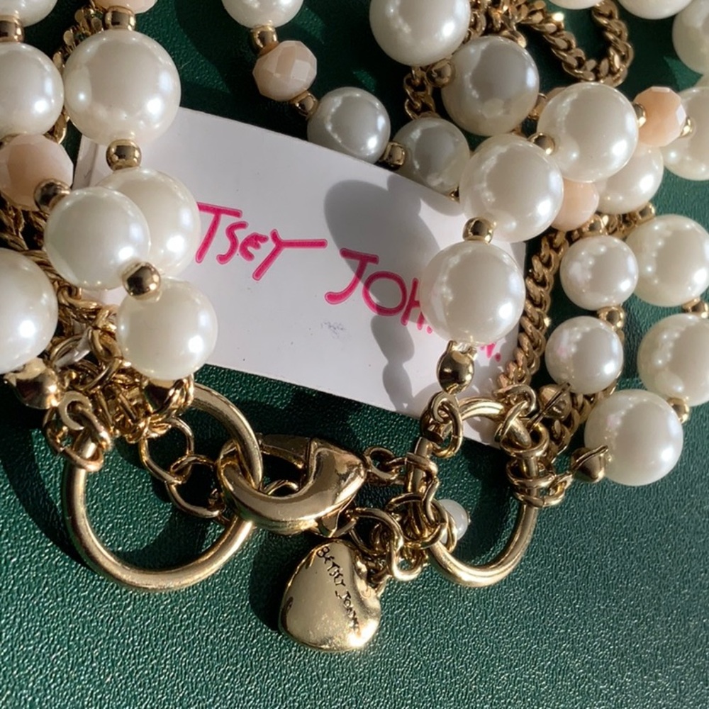 BETSEY JOHNSON Multi-Strand Pearl Necklace Wings Mirror Heart Compact Pendant - Picture 5 of 7